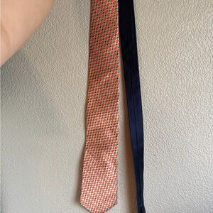 Orange and Navy Patterned Men's Tie